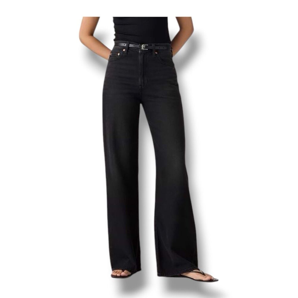 NWT Levi’s Ribcage Wide Leg Black Denim Jeans High Rise Women’s Size 32x32